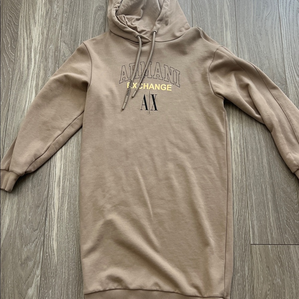 Armani Exchange Beige Hoodie Dress